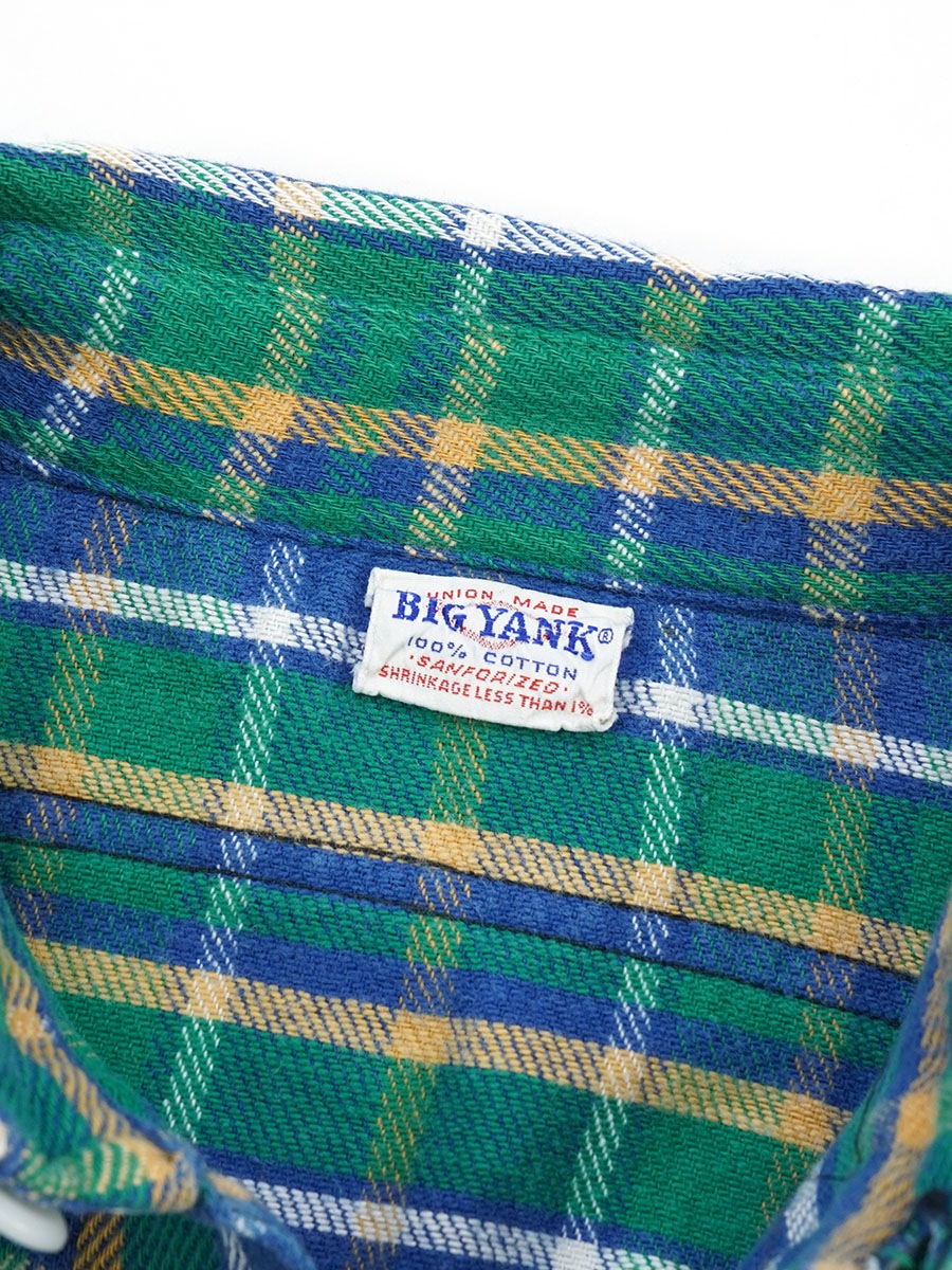 50's BIG YANK 好配色チェック マチ付き フランネルシャツ 実寸(16-16 1/2位)
