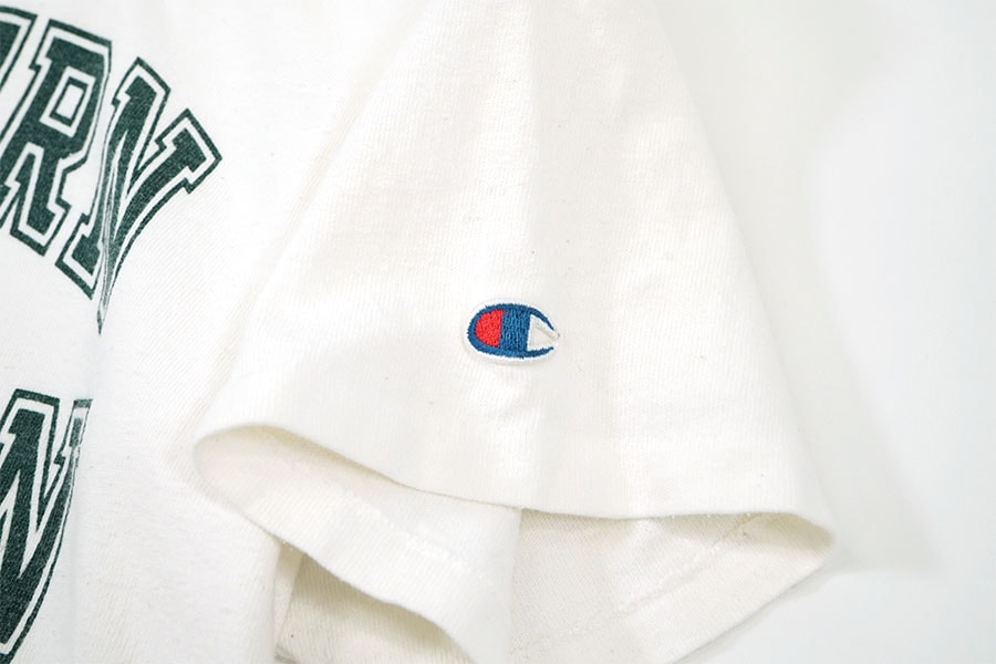 80's チャンピオン ''EASTERN MICHIGAN'' 染み込みプリント Tシャツ 白 表記(XL)