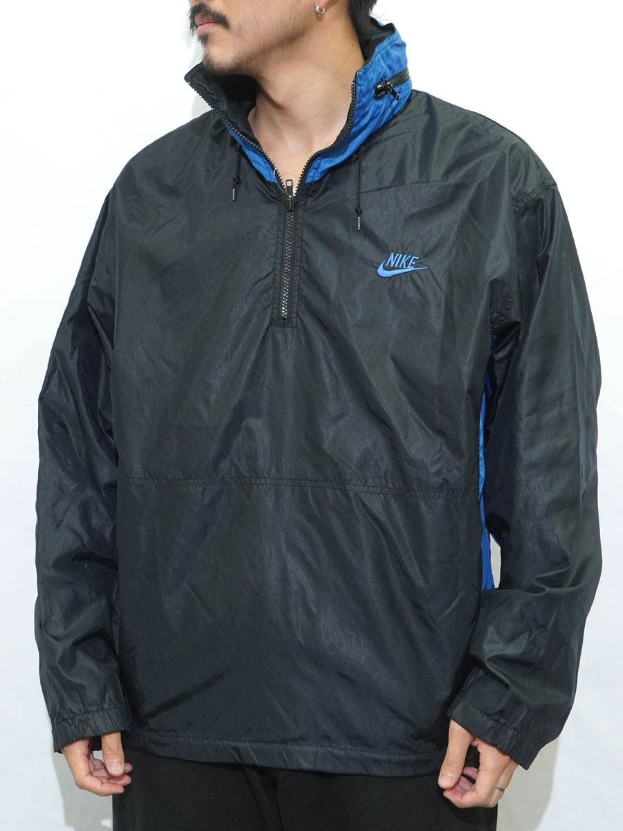 80’s NIKE 紺タグ ナイロンジャケット プルオーバー ハーフジップ XL 80's 紺タグ NIKE 2トーン切り替え ハーフジップ ナイロンプルオーバー