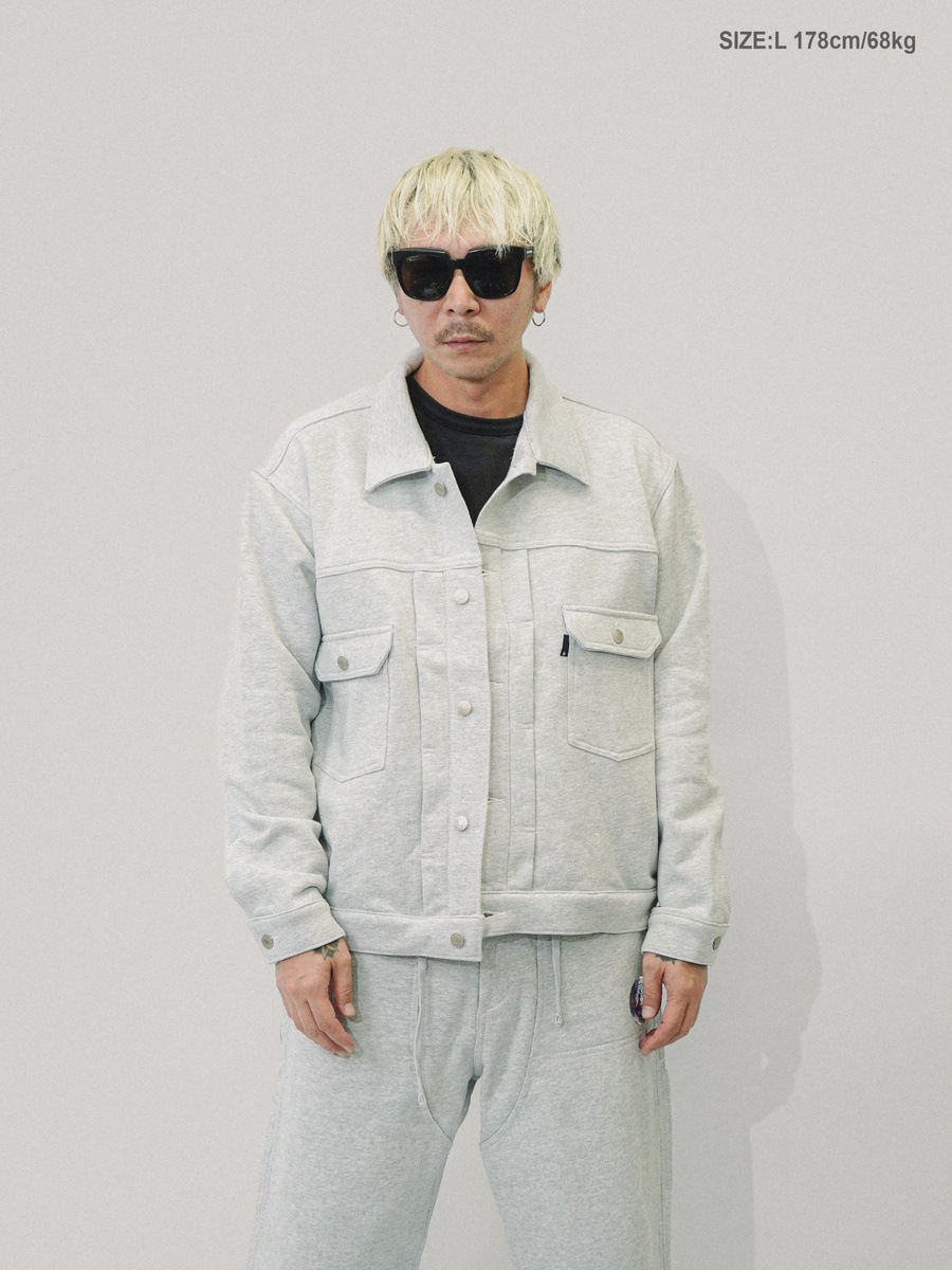 RUSSELL × BerBerJin Pro Cotton Loopback Terry Sweat Trucker Jacket GRAY