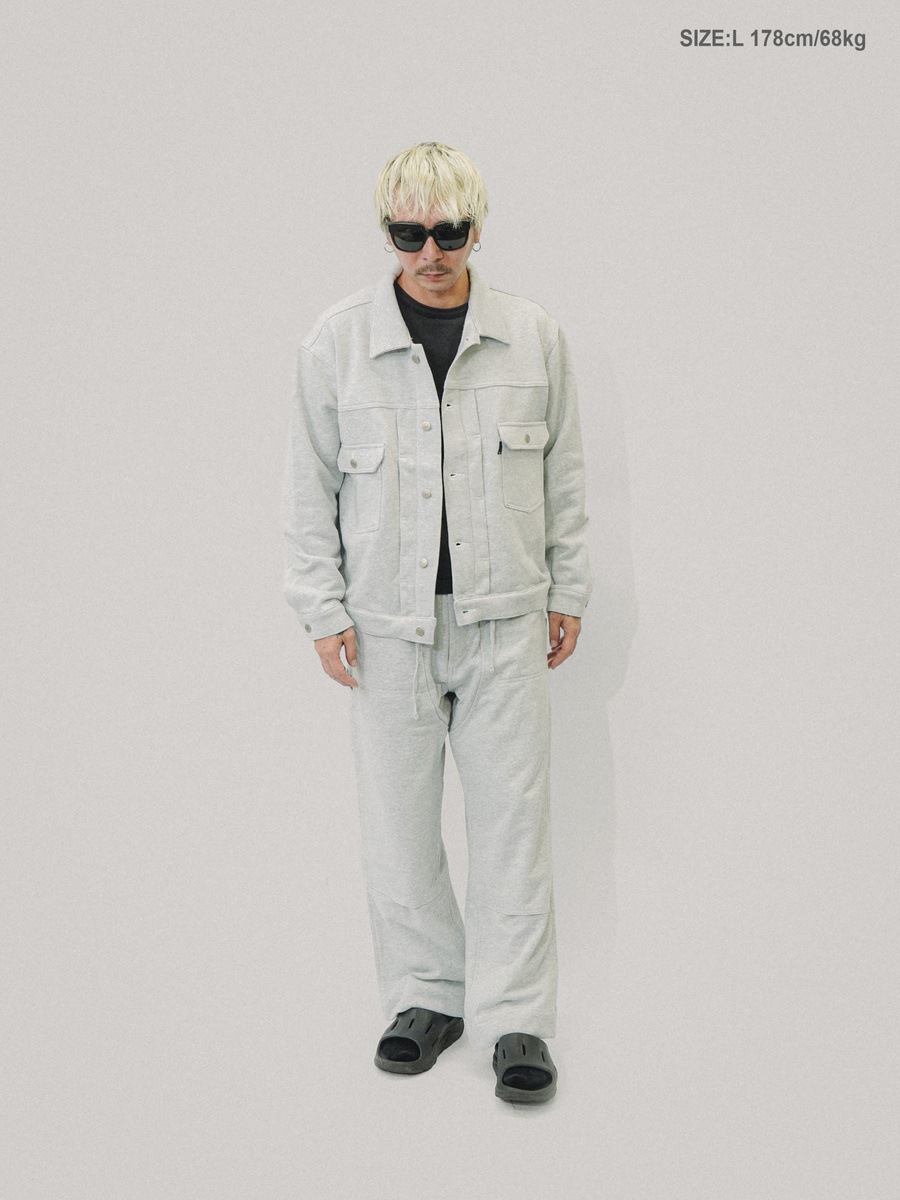 RUSSELL × BerBerJin Pro Cotton Loopback Terry Sweat Trucker Jacket GRAY