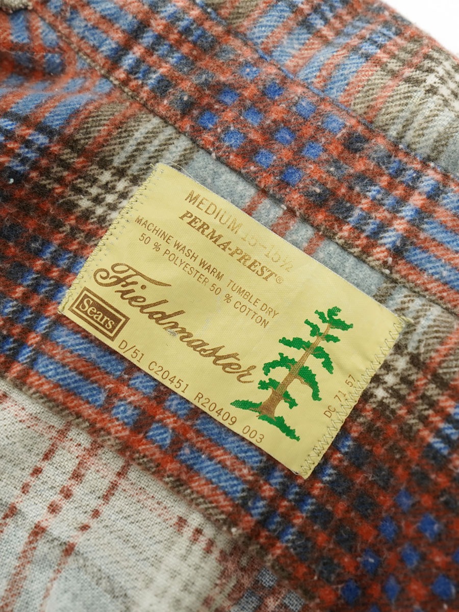 好配色70s sears FIELDMASTER Ｌサイズ　イエローネイビー 70'S SEARS FIELDMASTER PRINTED FLANNEL SHIRT (SIZE. MEDIUM) | NEW