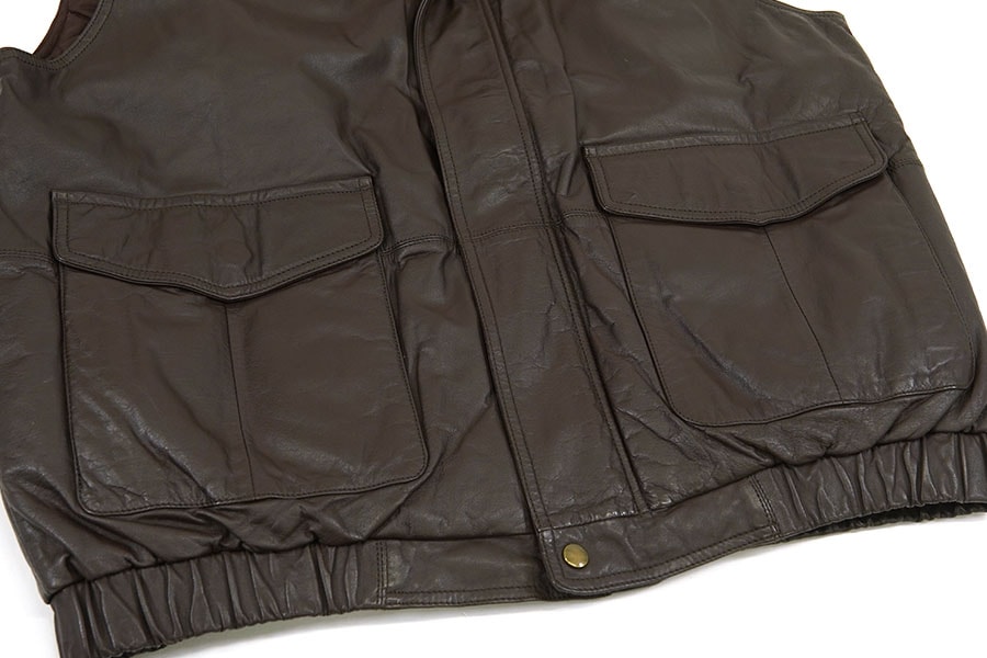 80's 黒タグ Eddie Bauer レザーダウンベスト ブラウン 表記(L) | NEW