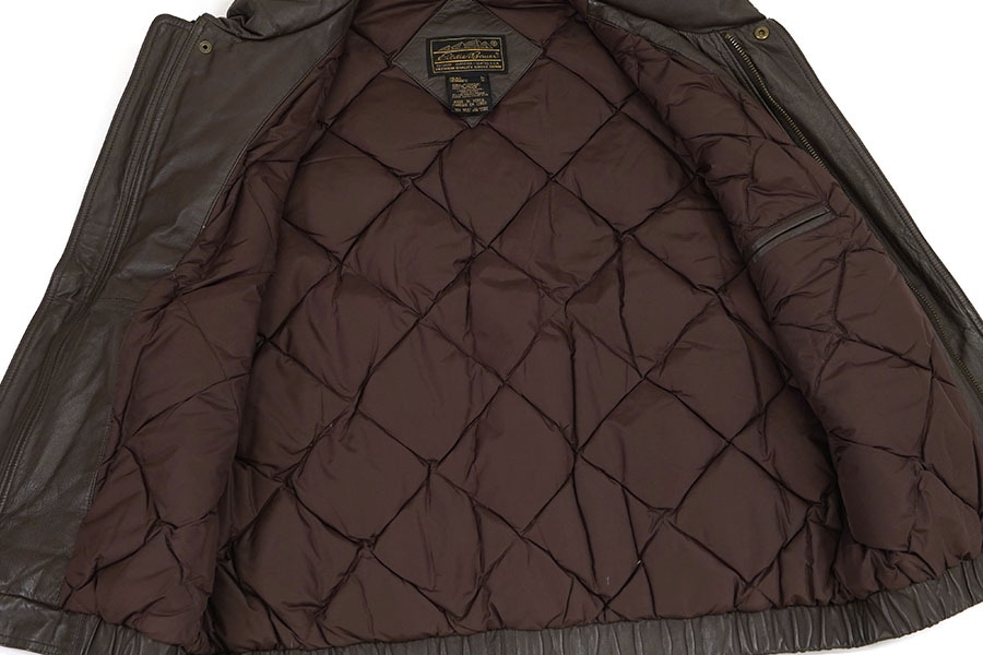80's 黒タグ Eddie Bauer レザーダウンベスト ブラウン 表記(L) | NEW