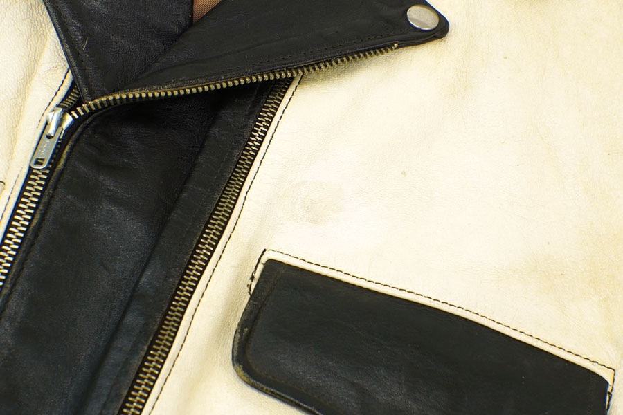 1950's Appalachian Two-Tone Leather Jacket Black × White Size(44)