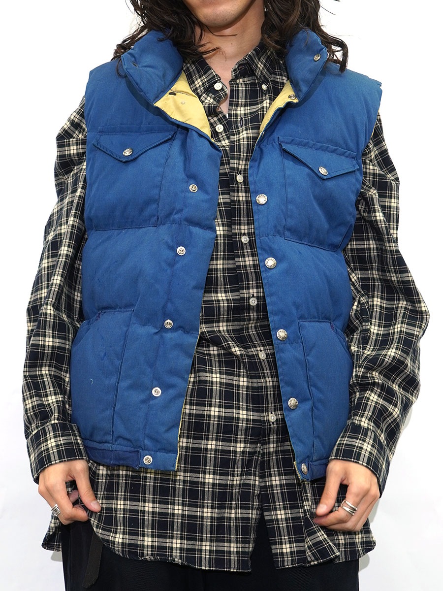 70's 茶タグ THE NORTH FACE ダウンベスト ネイビー 表記(M) USA製