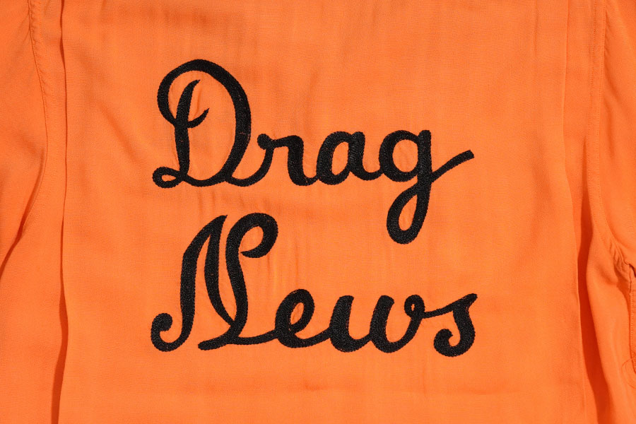 1950'S FAIRLINE ''DRAG NEWS'' CAR CLUB SHIRT ORANGE (SIZE.MEDIUM)