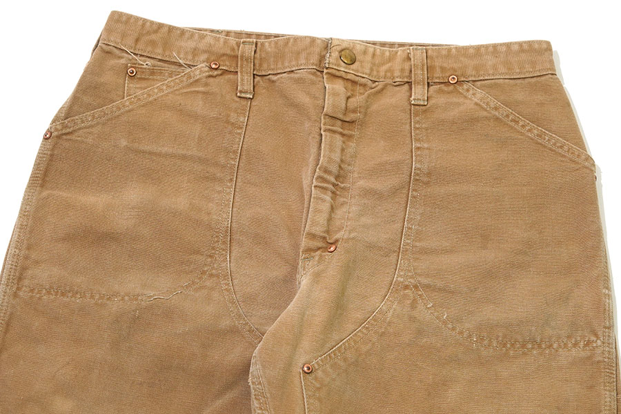 70'S CARHARTT W-KNEE BROWN DUCK PAINTER PANTS (APPROX.W34 L27.5