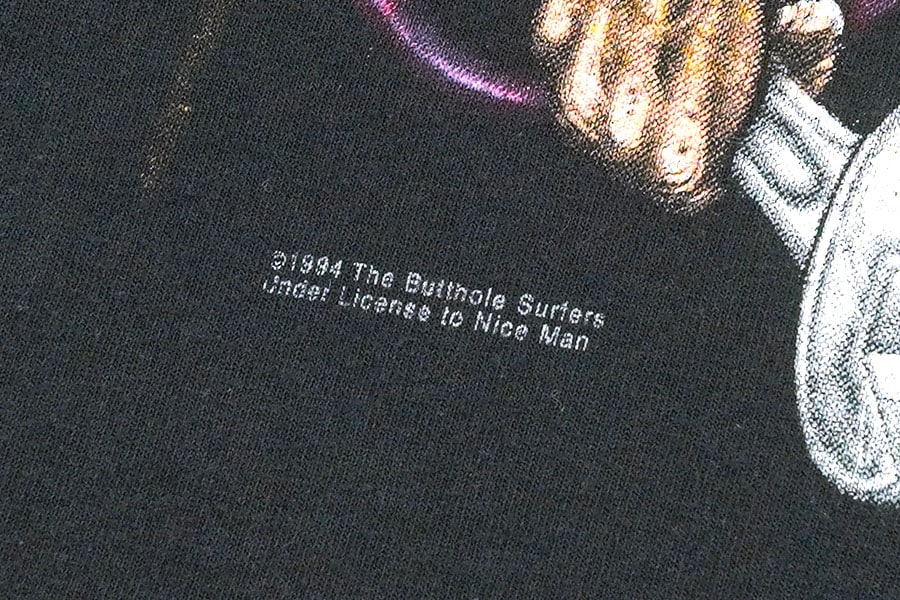 90'S FRUIT OF THE LOOM BUTHOLE SUYFERS ''INDEPENDENT WORM SALOON'' T SHIRT BLACK (SIZE.LARGE) MADE IN USA
