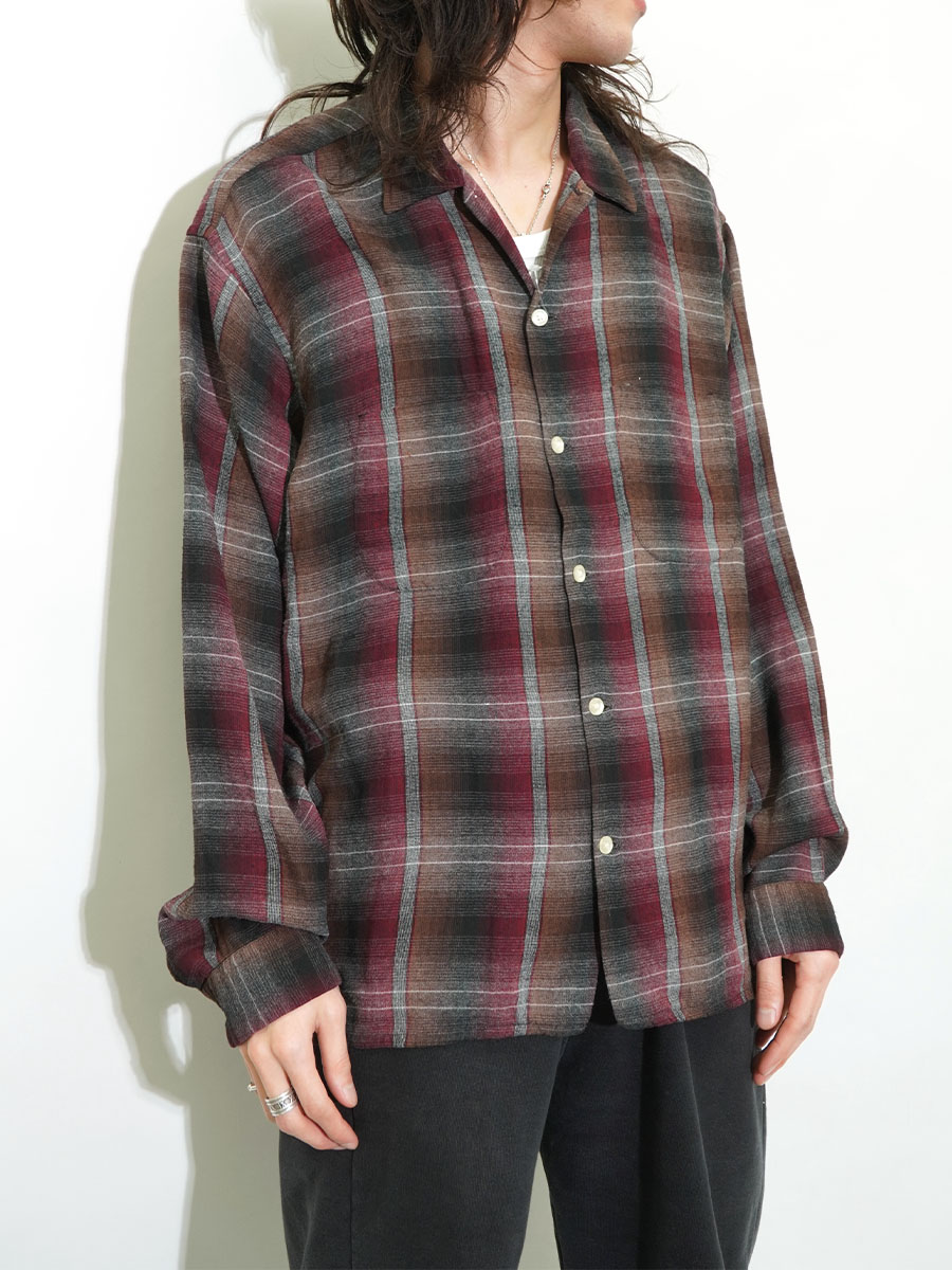 50s-60s Manhattan レーヨンシャツ 60s ビンテージ Manhattan オープンカラー レーヨンシャツ M ボーダー