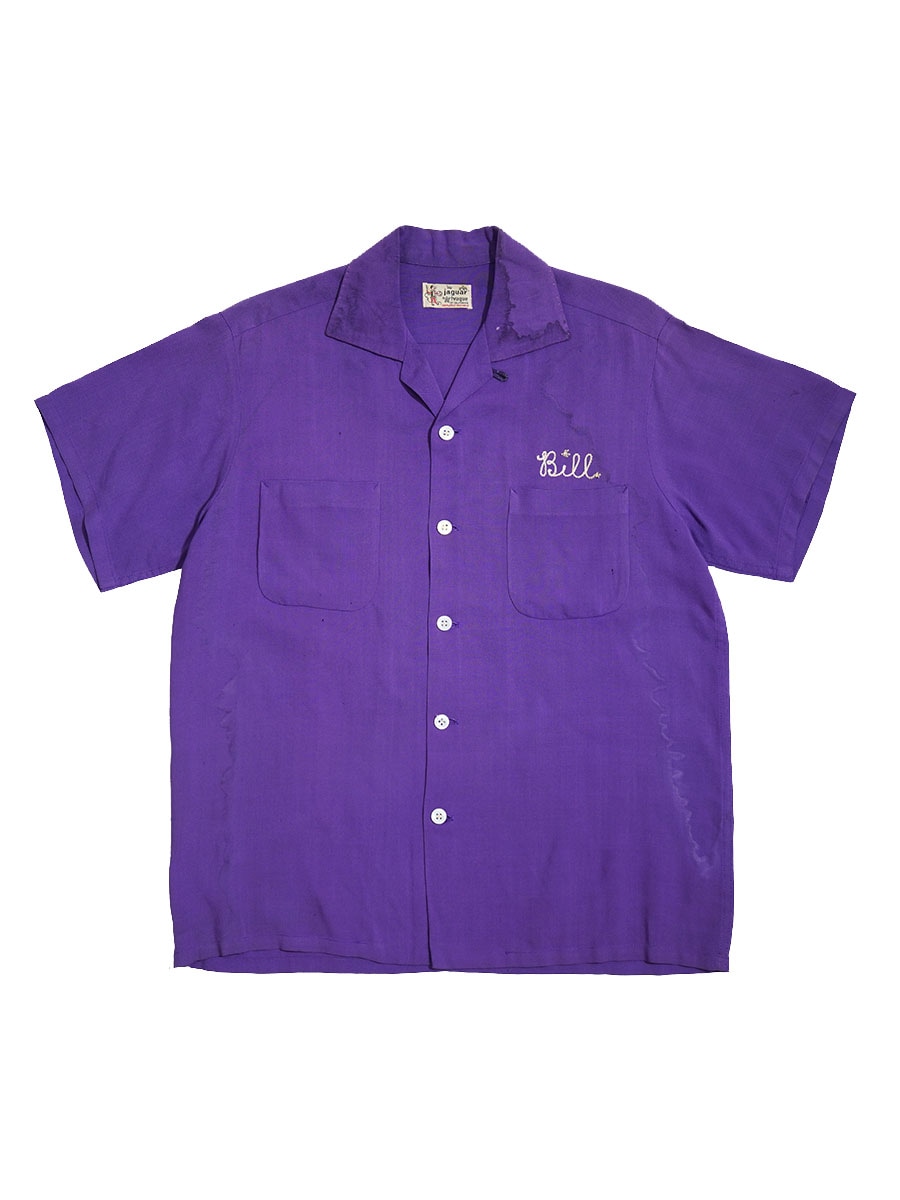 1950'S ARTVOGUE OF CALIFORNIA ''PISTON-PUSHERS SACRAMENTO'' CAR CLUB SHIRT PURPLE (SIZE.MEDIUM)