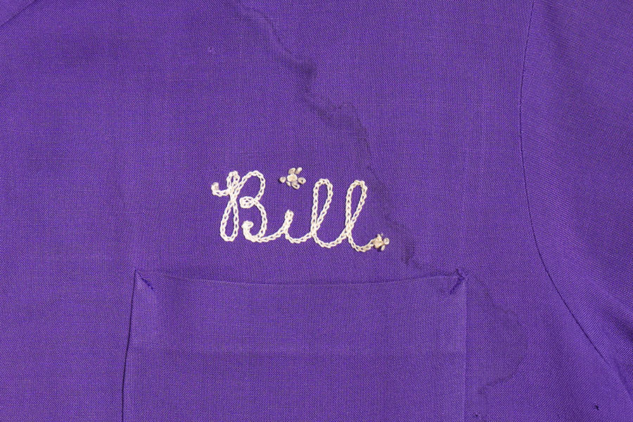 1950'S ARTVOGUE OF CALIFORNIA ''PISTON-PUSHERS SACRAMENTO'' CAR CLUB SHIRT PURPLE (SIZE.MEDIUM)
