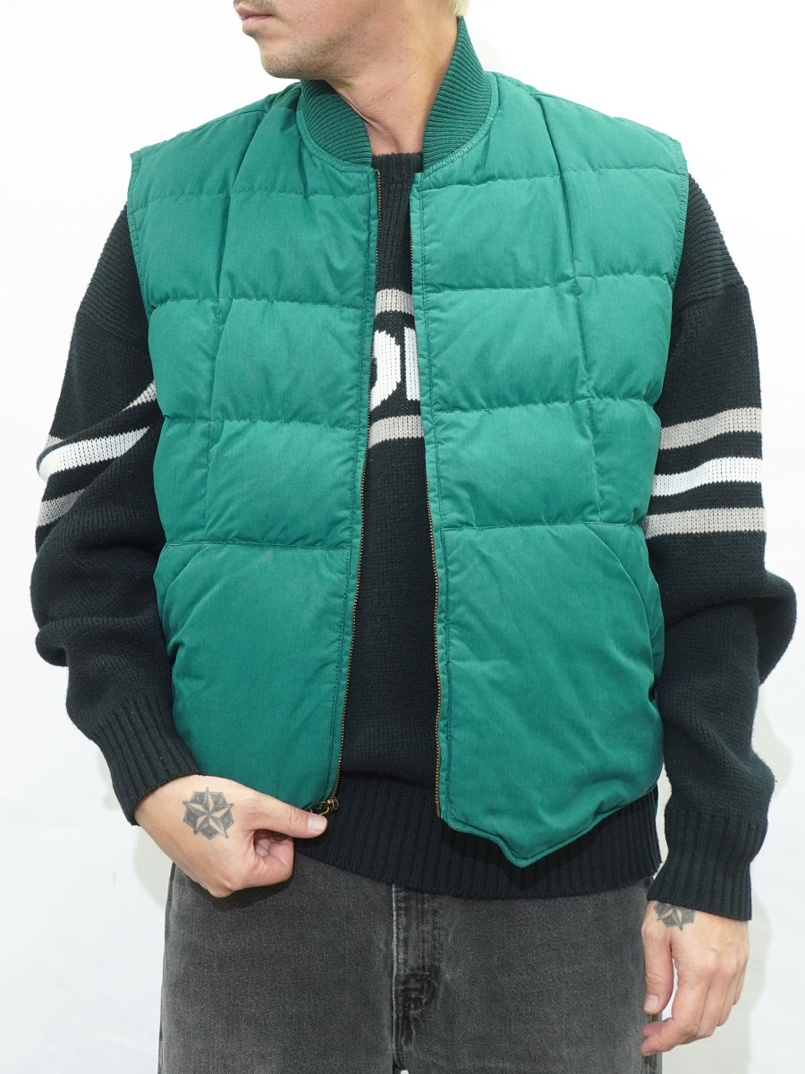 80s ビンテージ 黒タグ エディバウアー ダウンベスト カナディアンベスト 80's 黒タグ Eddie Bauer カナディアンベスト グリーン 表記(L) | NEW