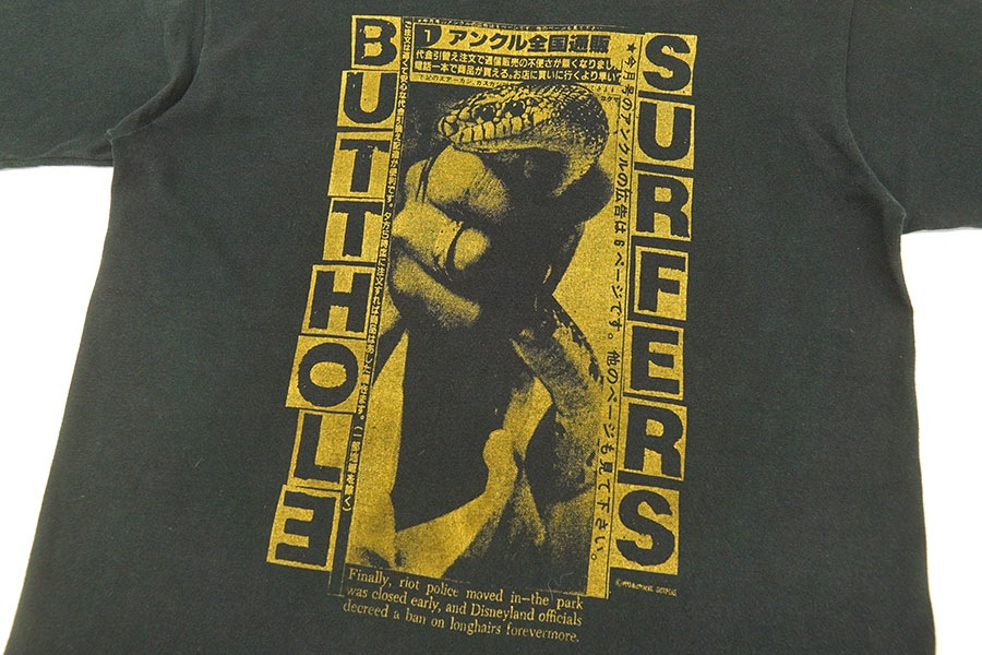 90'S FRUIT OF THE LOOM ''BUTHOLE SUYFERS'' T SHIRT BLACK (SIZE.LARGE) MADE IN USA