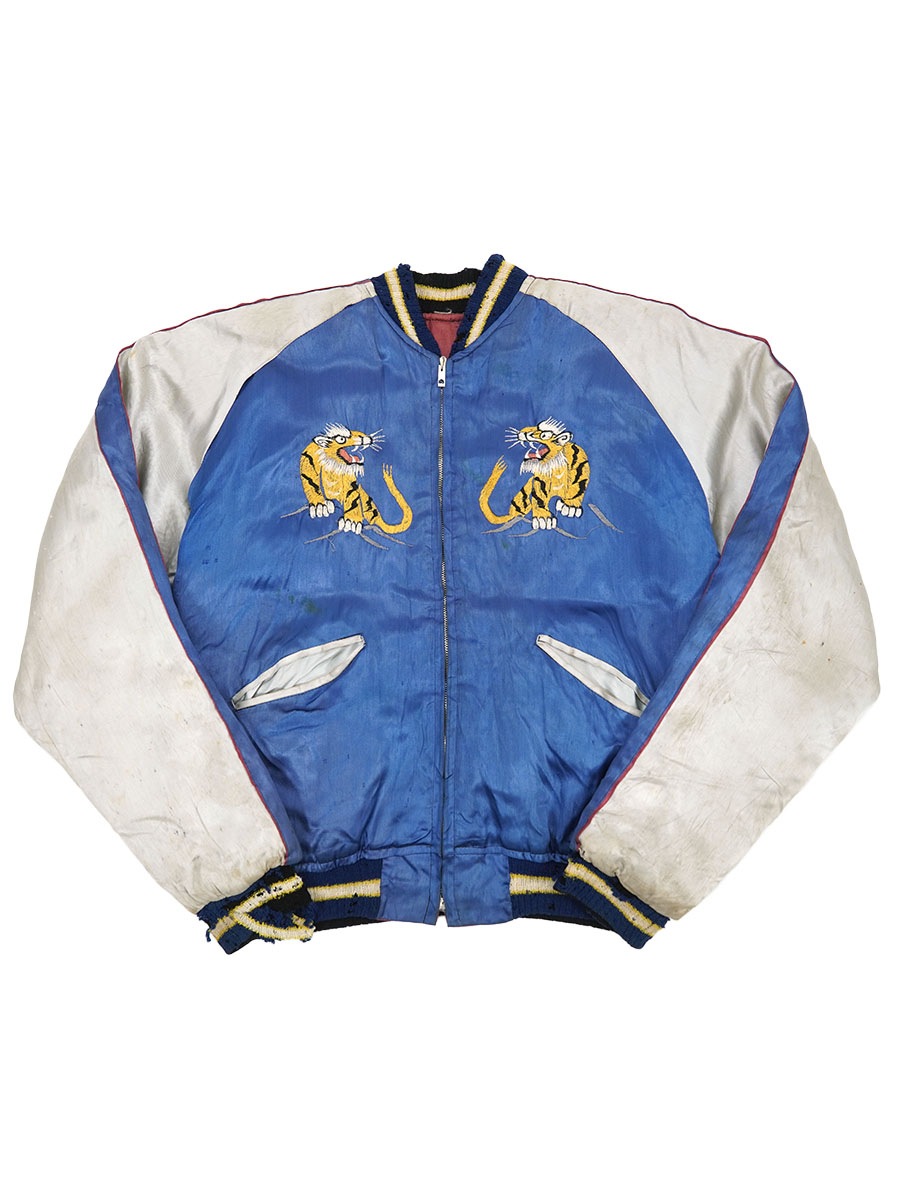 50's ビンテージ スカジャン 虎x鷹富士 青x赤 実寸(M位) | NEW ITEM