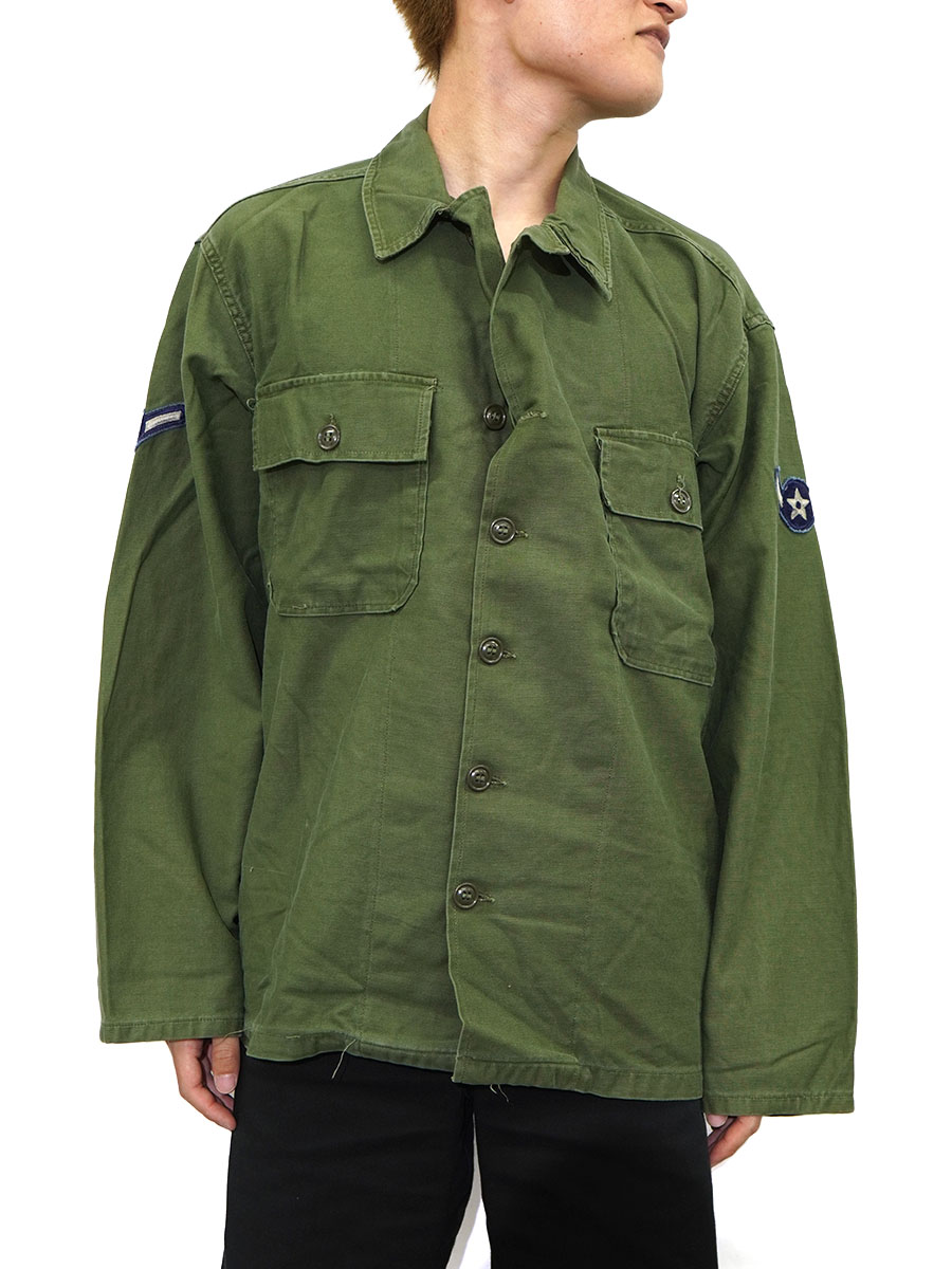 60's U.S.ARMY ユーティリティシャツ AFワッペン付き 表記(LARGE