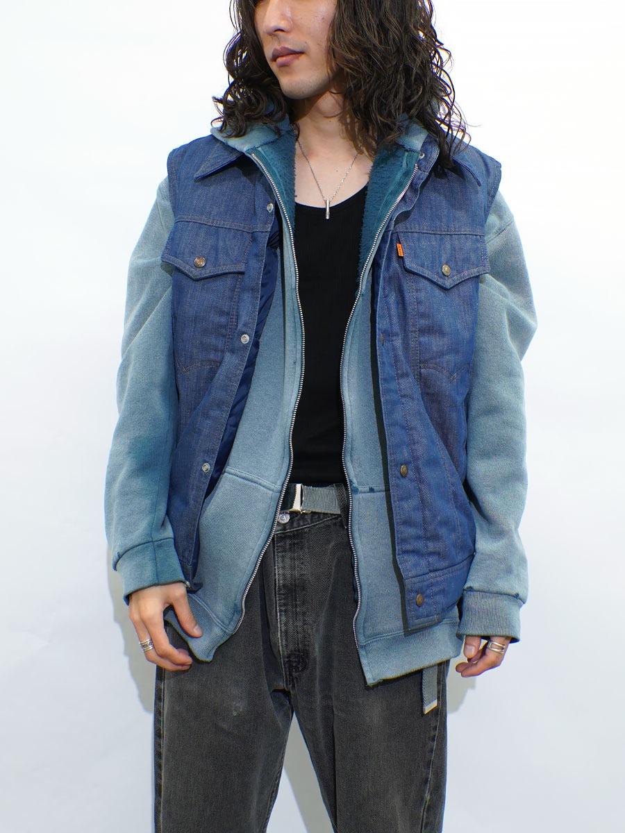 70's SKI LEVI'S デニム×裏ナイロン ダウンベスト 表記(L) ASIS | NEW