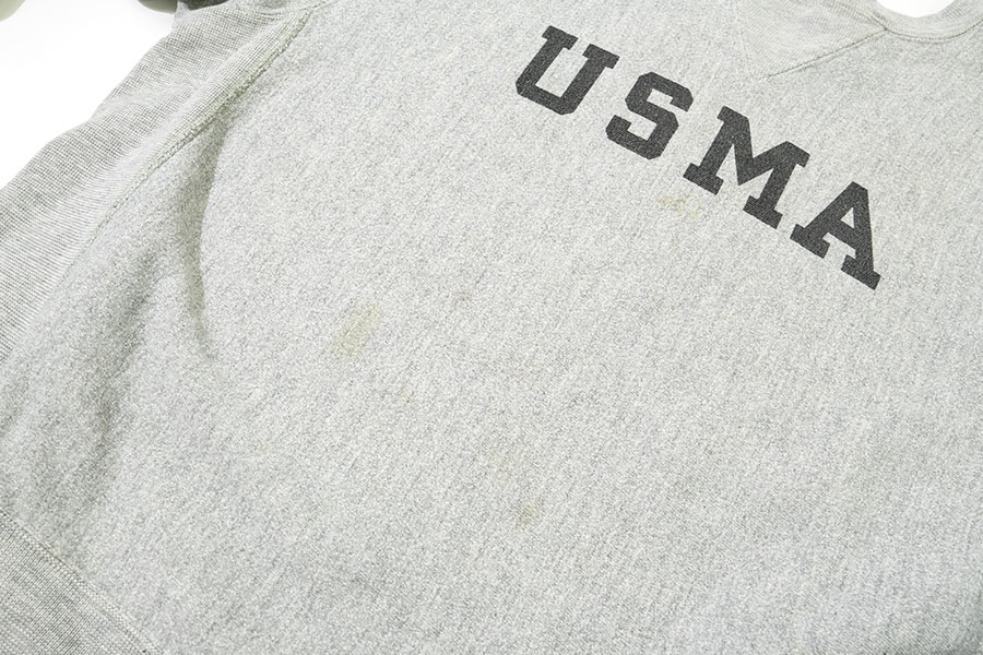 80's プリントタグ チャンピオンRW 前V仕様 ''USMA'' 染み込み 実寸(XL位)