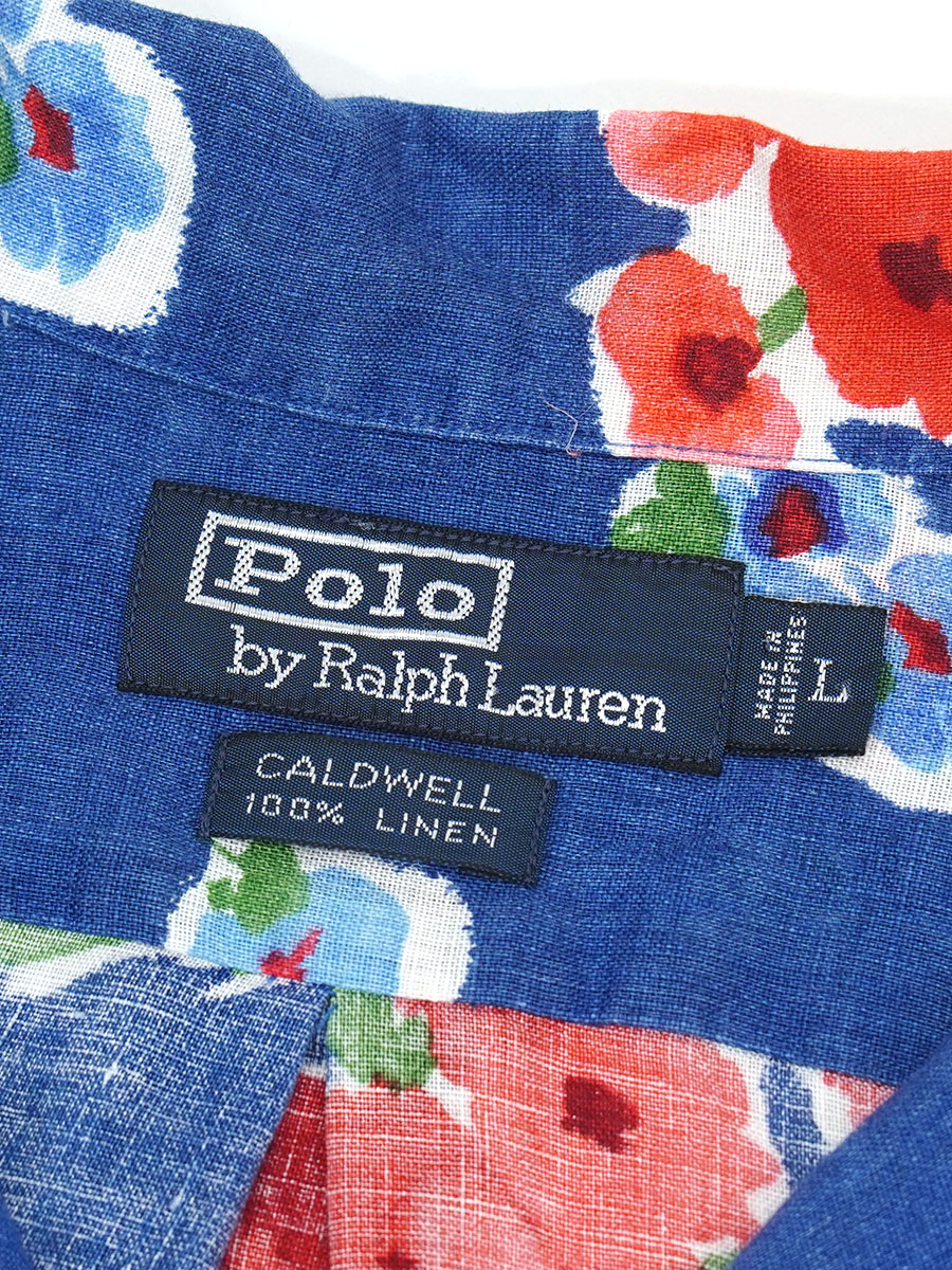 ラルフローレン ''CALDWELL'' ループカラー 花柄 100%リネン 半袖