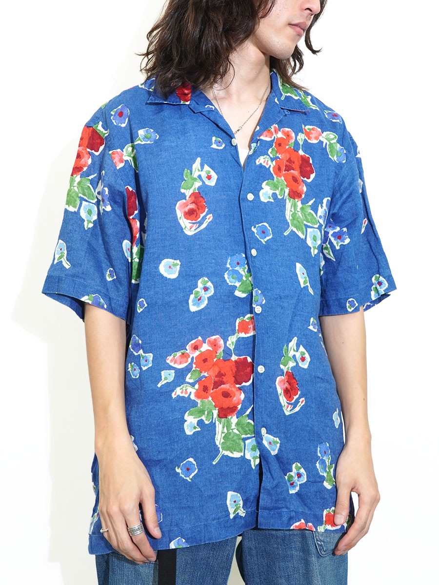 ラルフローレン ''CALDWELL'' ループカラー 花柄 100%リネン 半袖