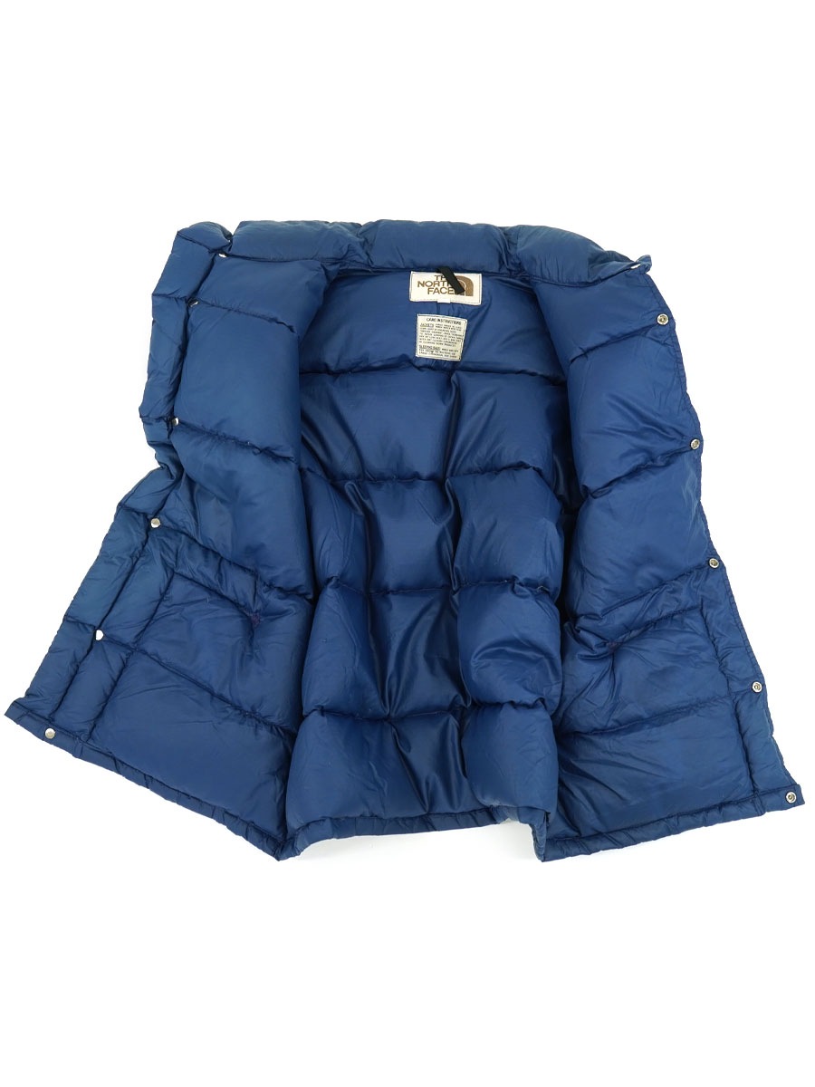 70's 茶タグ ノースフェイス リップストップ ダウンベスト ネイビー