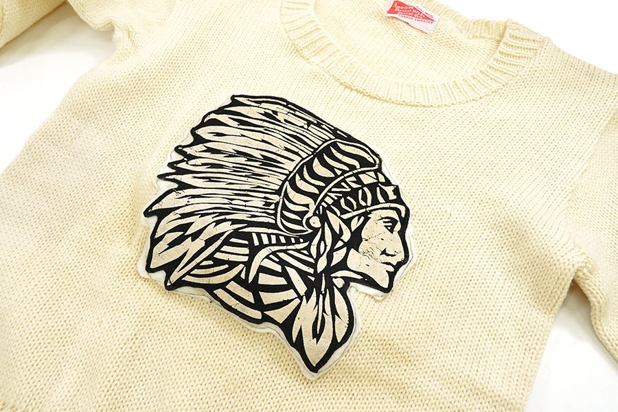 50's～ American Pennant Mfg 100％ウールセーター インディアンヘッド 実寸(M位)