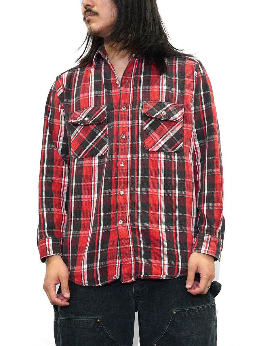 90'S FIVE BROTHER PLAID FLANNEL SHIRT (SIZE.MEDIUM TALL) MADE IN