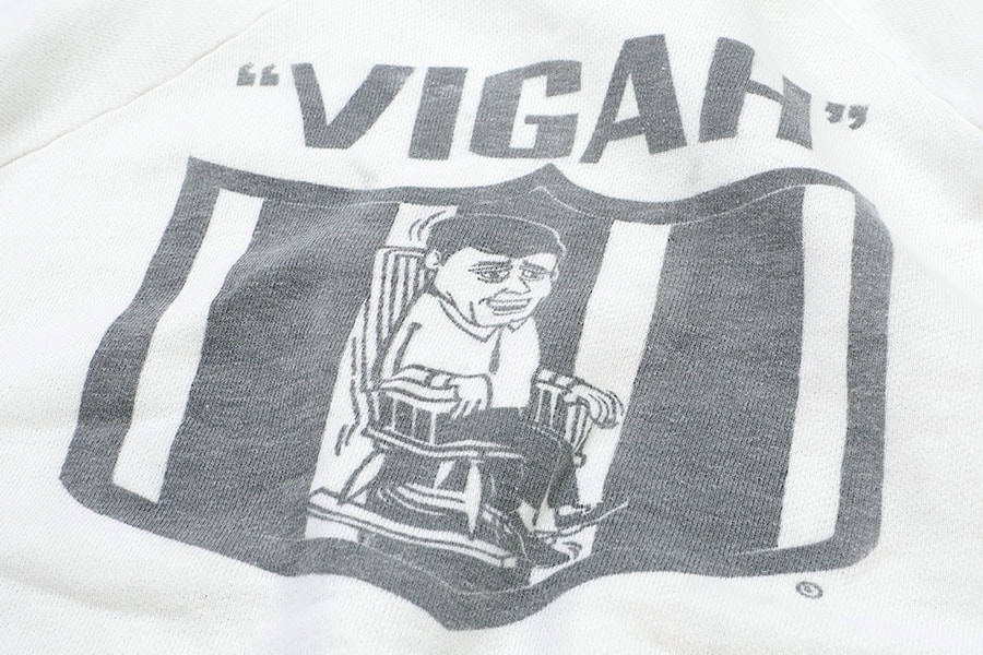 60's WHITE HAVEN TIGERR ラグランスリーブスウェット 60's ''VIGAH'' 染み込みプリント ラグランスリーブ スウェット