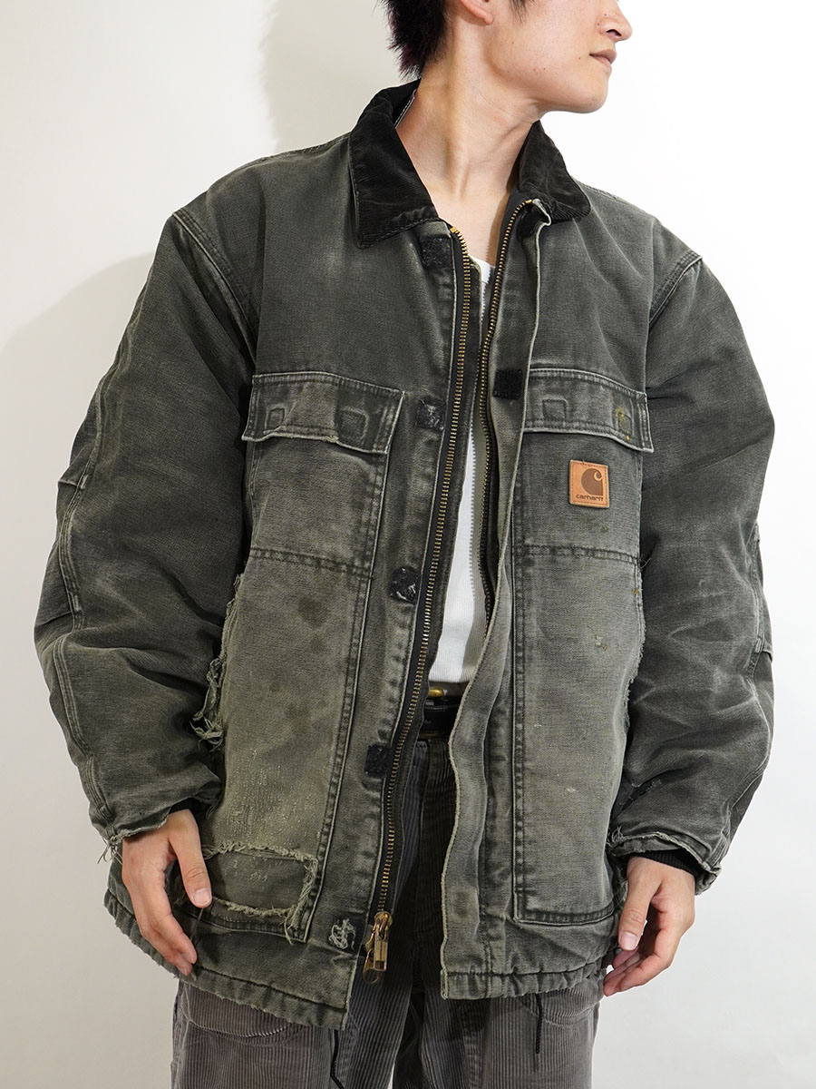 Carhartt カーハート　トラディショナルコート　モスグリーン 古着 90s USA製 Carhartt MOS モスグリーン ダック パデット
