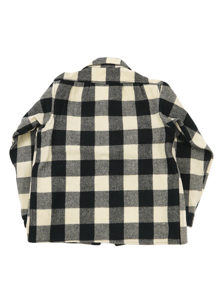 60's ZENITH 白黒ブロックチェック ウール CPOシャツ 実寸(SM位