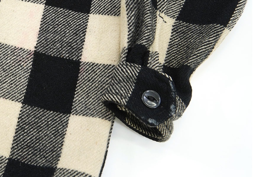 60s ウールシャツ 60's ZENITH 白黒ブロックチェック ウール CPOシャツ 実寸(SM位