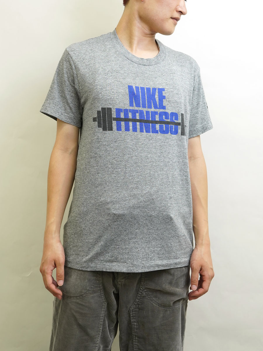 80's 紺タグ NIKE ''FITNESS'' Tシャツ 表記(L) USA製 杢グレー