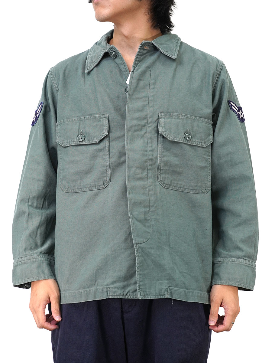 50's～ U.S.AIR FORCE ユーティリティシャツ セージグリーン 実寸(16位