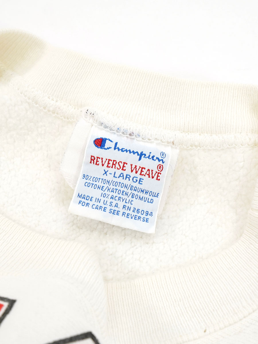 90'S CHAMPION REVERSE WEAVE ''ST.JOHN'S'' WHITE (SIZE.X LARGE