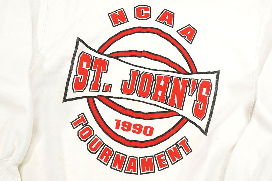 90'S CHAMPION REVERSE WEAVE ''ST.JOHN'S'' WHITE (SIZE.X LARGE