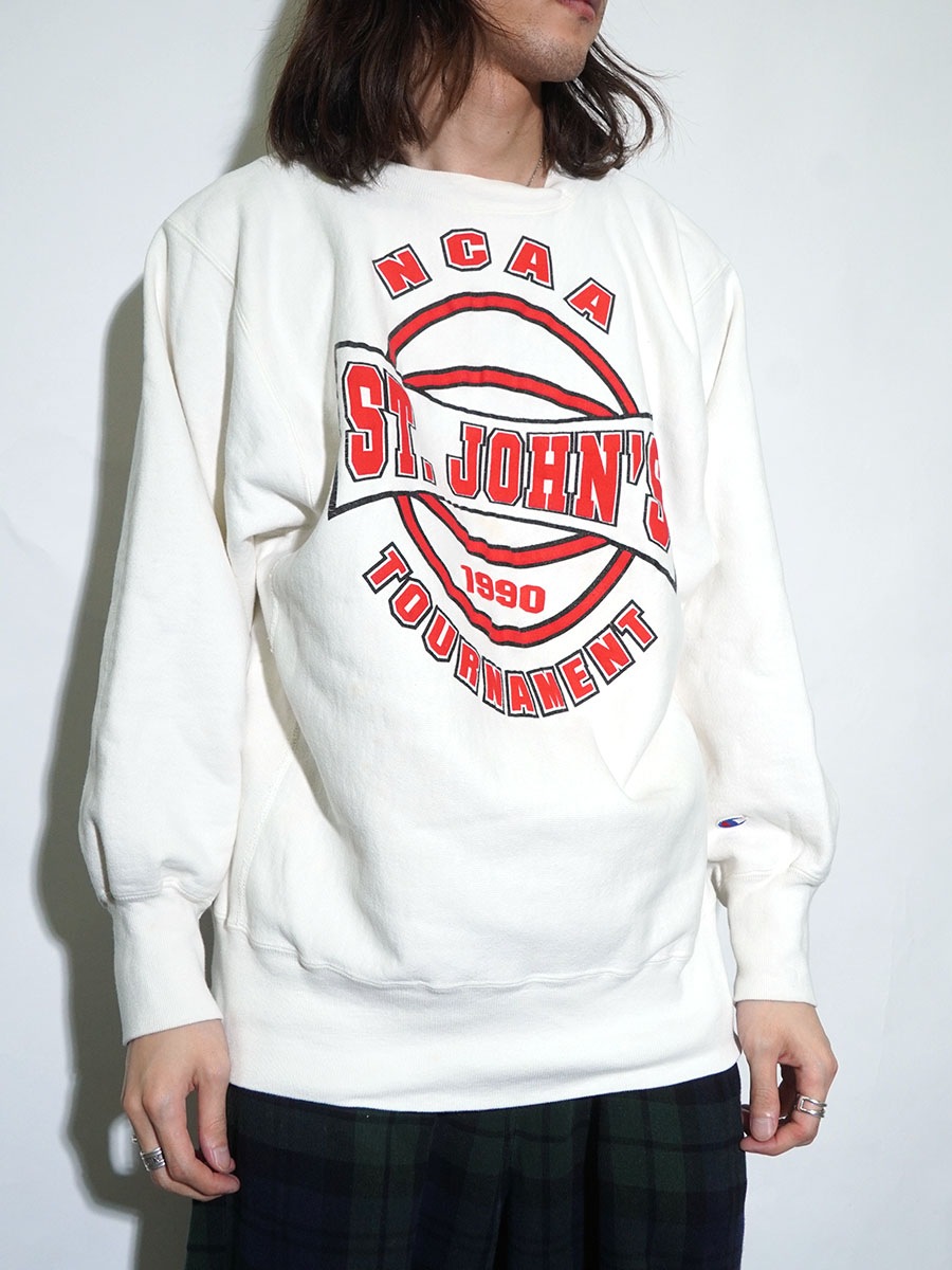 90s USA製 Champion RW XL ST.JOHN’S 90'S CHAMPION REVERSE WEAVE ''ST.JOHN'S'' WHITE (SIZE.X LARGE
