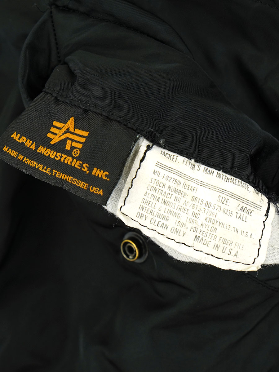 ALPHA INDUSTRIES MA-1 MIL-J-82790J FLIGHT JACKET BLACK (SIZE.LARGE