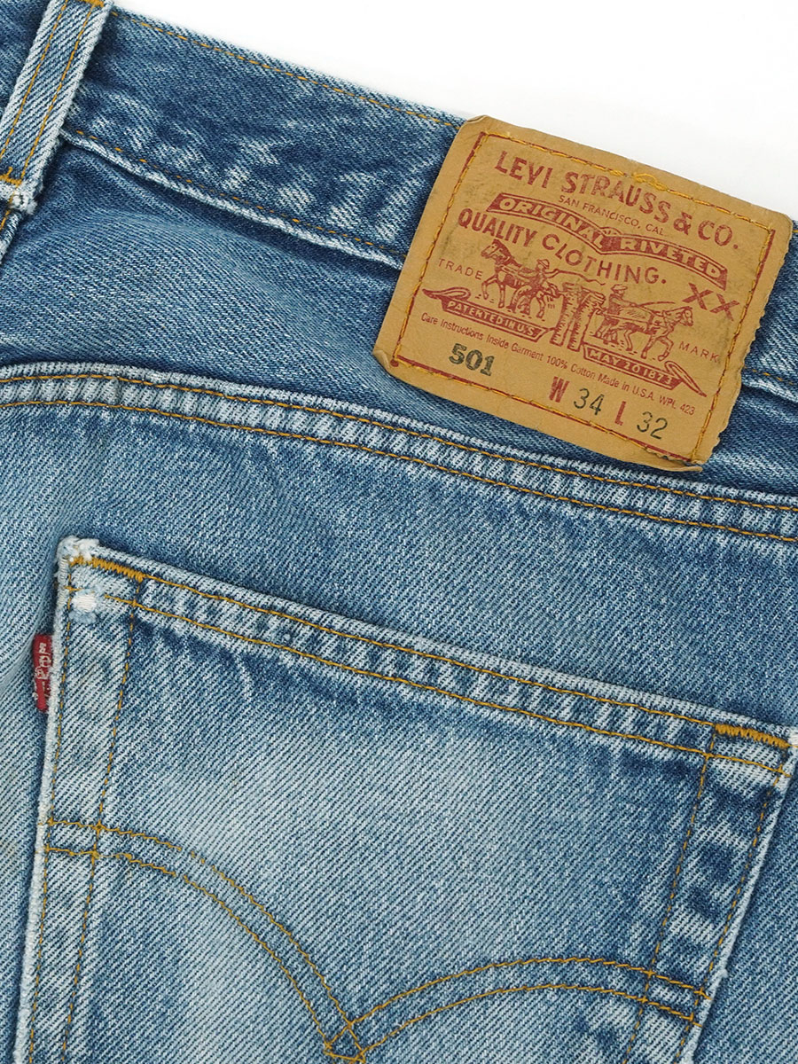 90's LEVI'S 501 デニムパンツ ヒゲ！ダメージ！ 表記(W34 L32) USA製