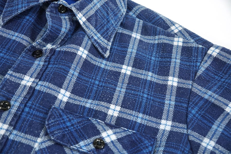 70s FIELD MASTER チェック柄 キルティングライナー ネルシャツ 70's FIELDMASTER 青ベースチェック柄 キルティングネルシャツ