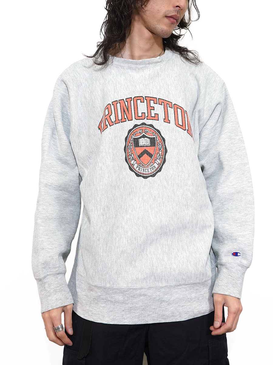 80's プリントタグ チャンピオンRW ''PRINCETON'' 染み込み 表記(L