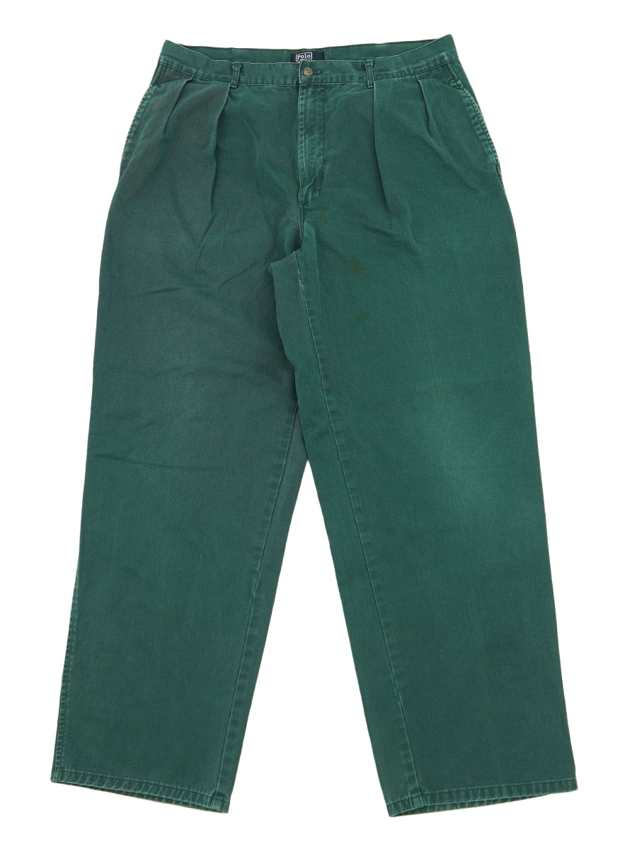RALPH LAUREN 2TUCK CHINO PANTS VIRIDIAN (SIZE.W38 L32) MADE IN USA