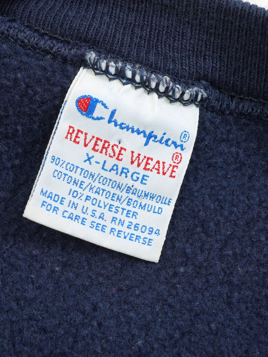 上品な 90's 刺繍タグ チャンピオンRW 無地 ネイビー 表記(XL) USA製 トップス