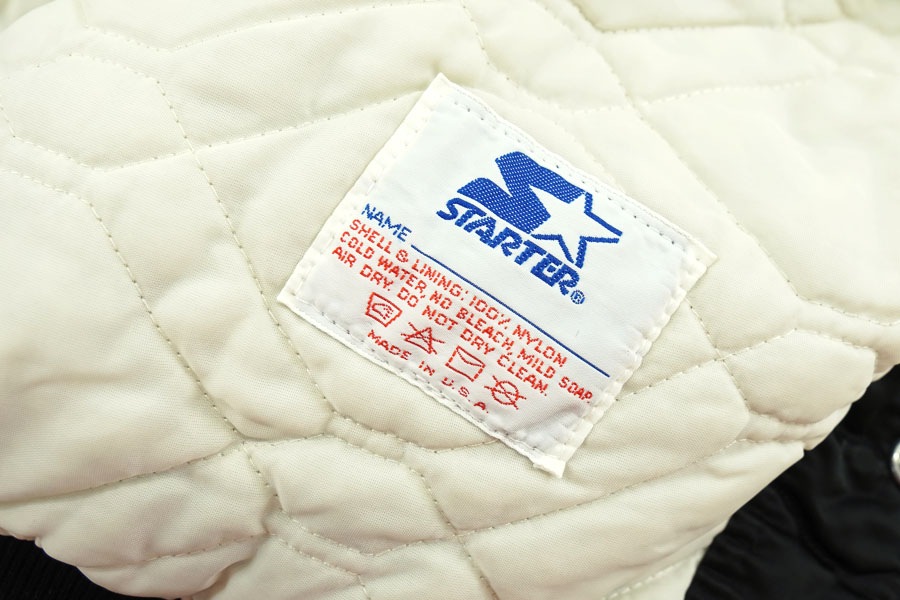 レイダース　デッドストックUSA製NFL スターター サテンスタジャン 90's STARTER ''RAIDERS'' サテンスタジャン 表記(XL) 黒 USA製