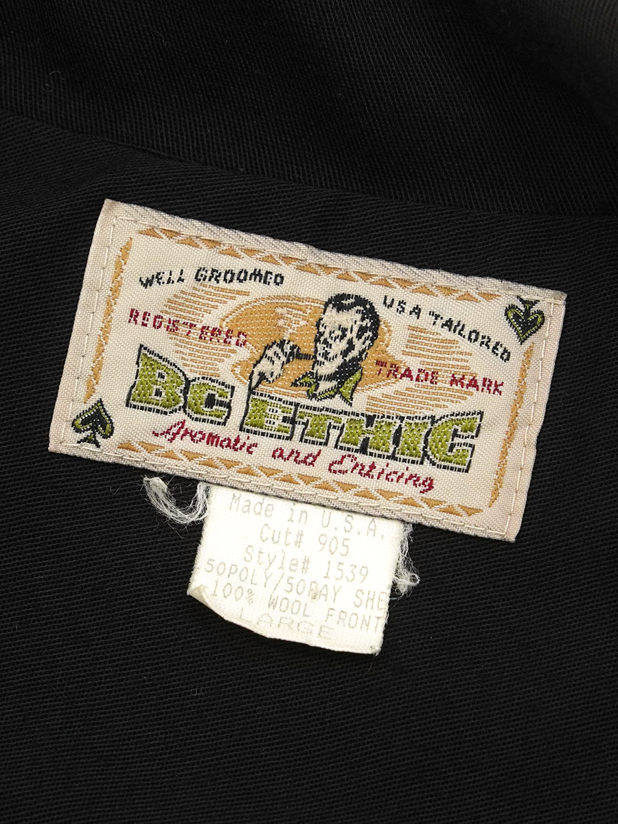 BC ETHIC チェック切り替え フルジップシャツジャケット 90's BC ETHIC チェック切り替え フルジップシャツジャケット ブラック