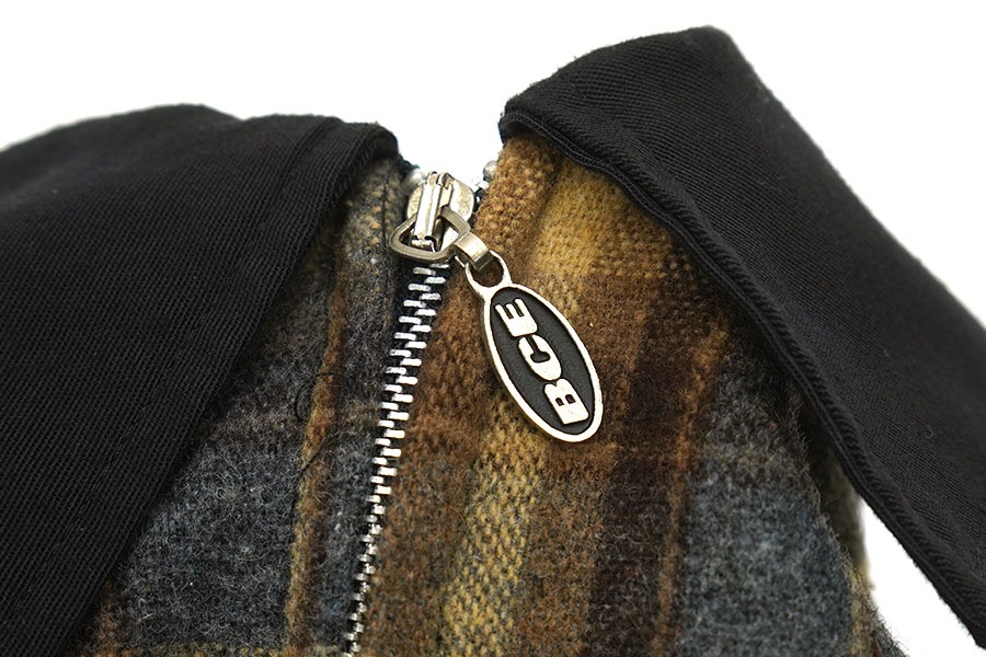 90's BC ETHIC チェック切り替え フルジップシャツジャケット ブラック