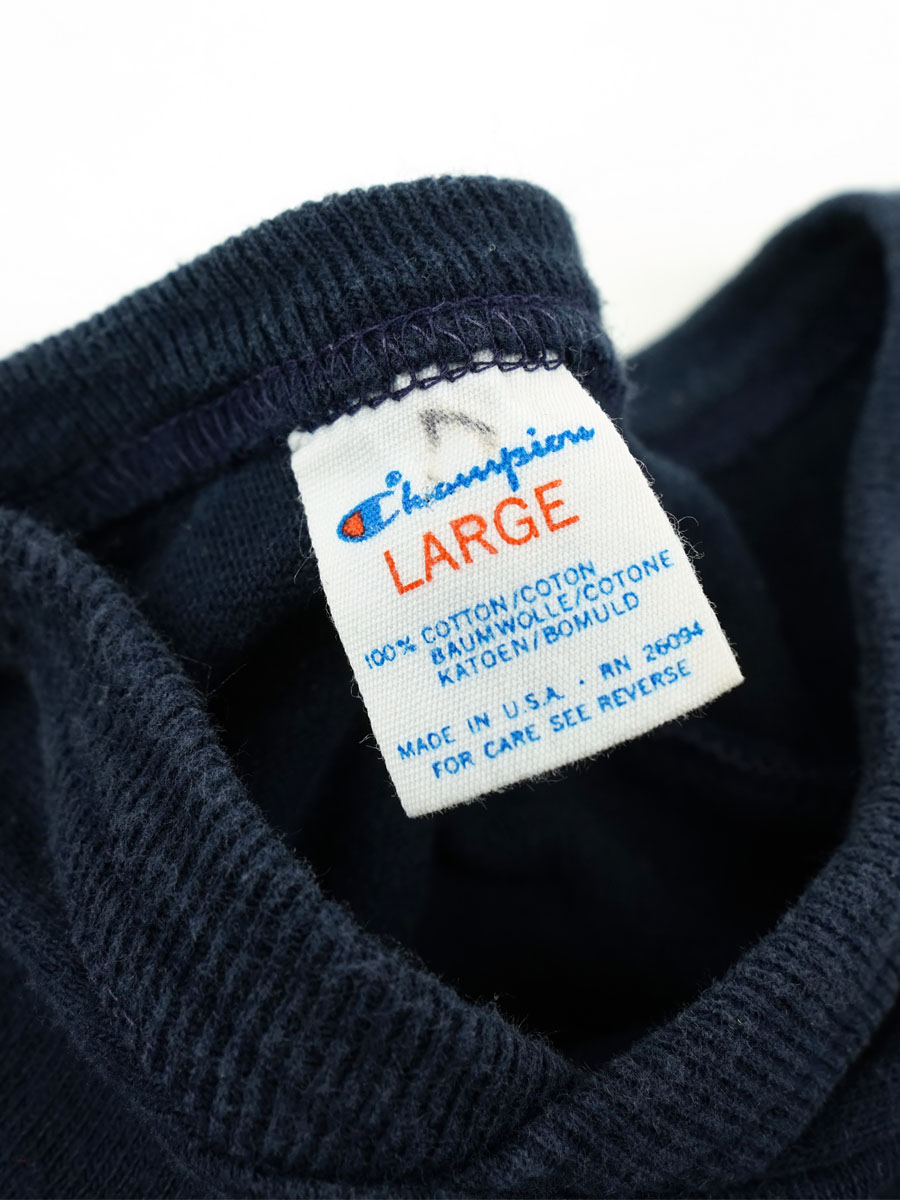 80's トリコタグ チャンピオン ''NAVY'' Vネック 七分袖 フットボールT