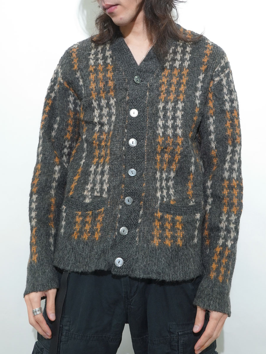 60's RUGBY SPORTSWEAR 総柄 ウールモヘアカーディガン 表記(M