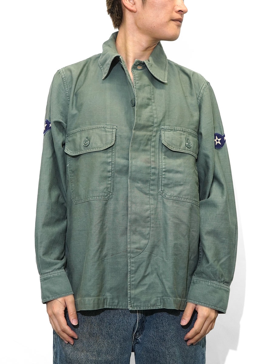 50's U.S.AIR FORCE ユーティリティシャツ セージグリーン 実寸(16位