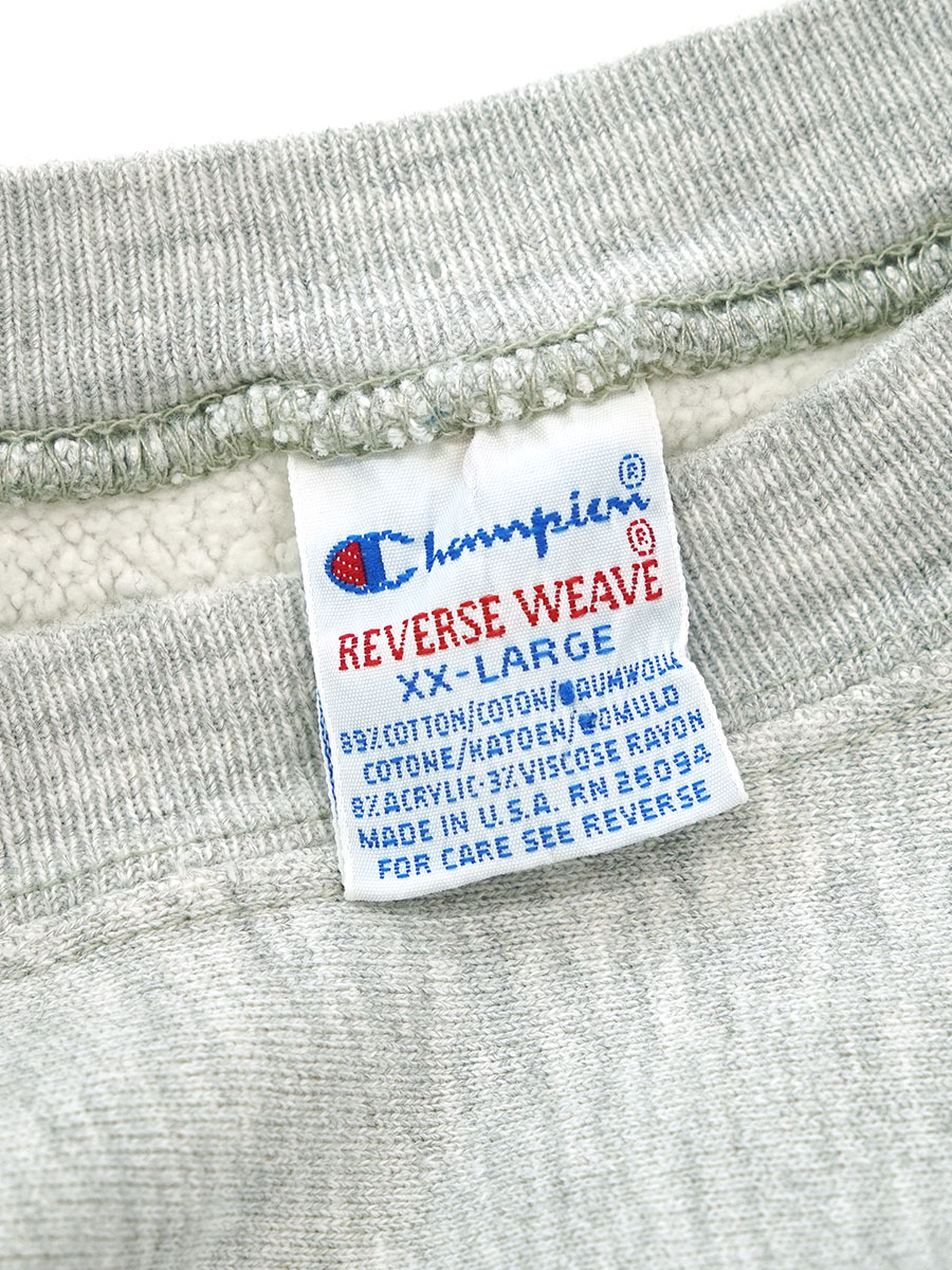 90'S CHAMPION REVERSE WEAVE CREW PLAIN GREY (SIZE.XX LARGE) MADE