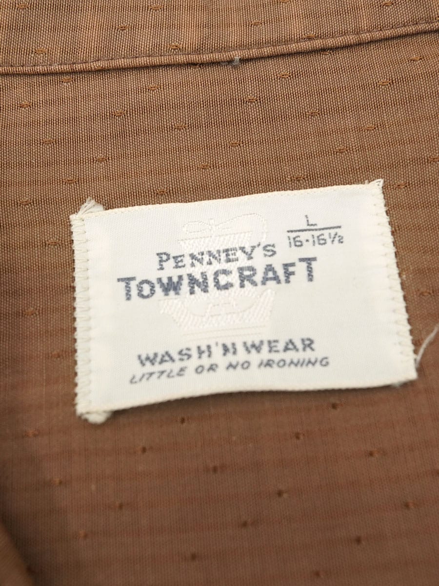 60's TOWNCRAFT ボックス型 ロングスリーブシャツ ブラウン 表記(L